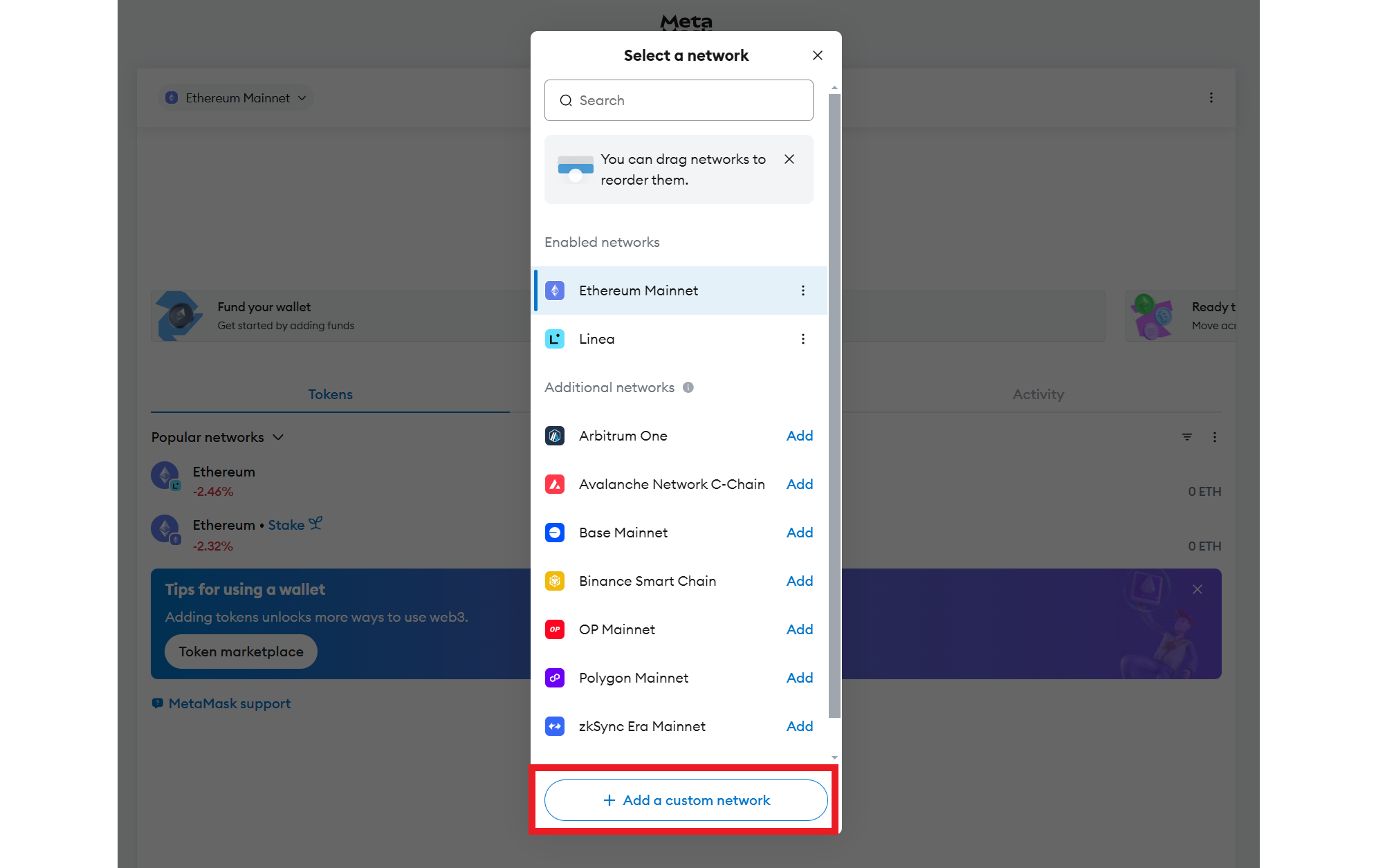 Add Custom Network